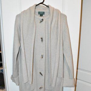 Grey Beige Merino Wool Cardigan | Ralph Lauren | M
